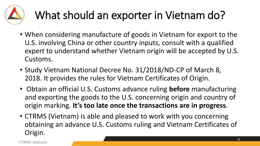 what should an exporter in vietnam do what should