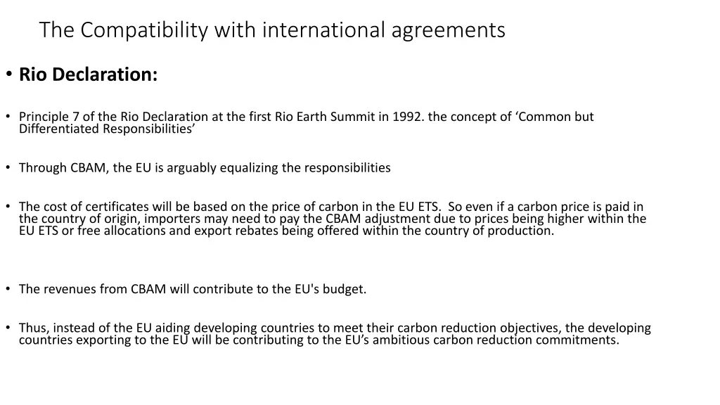 the compatibility with international agreements