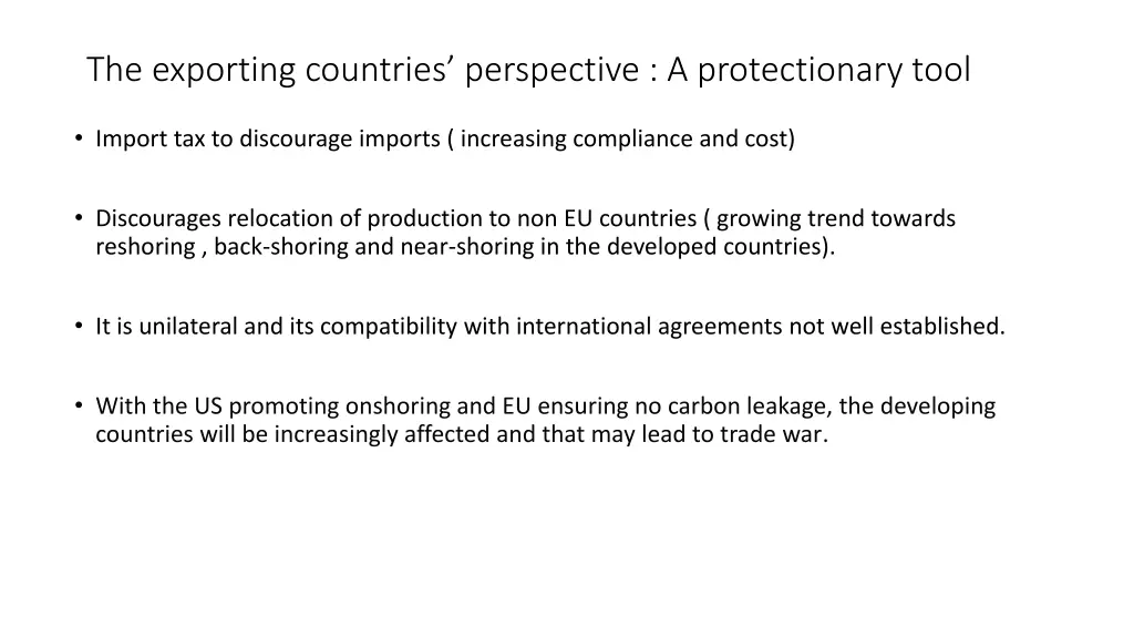 the exporting countries perspective