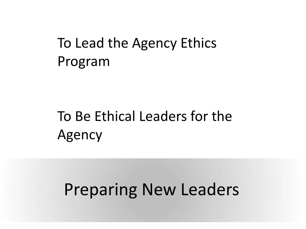 to lead the agency ethics program