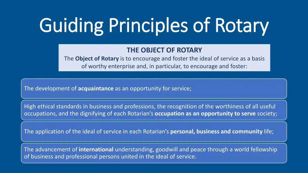 guiding principles of rotary guiding principles