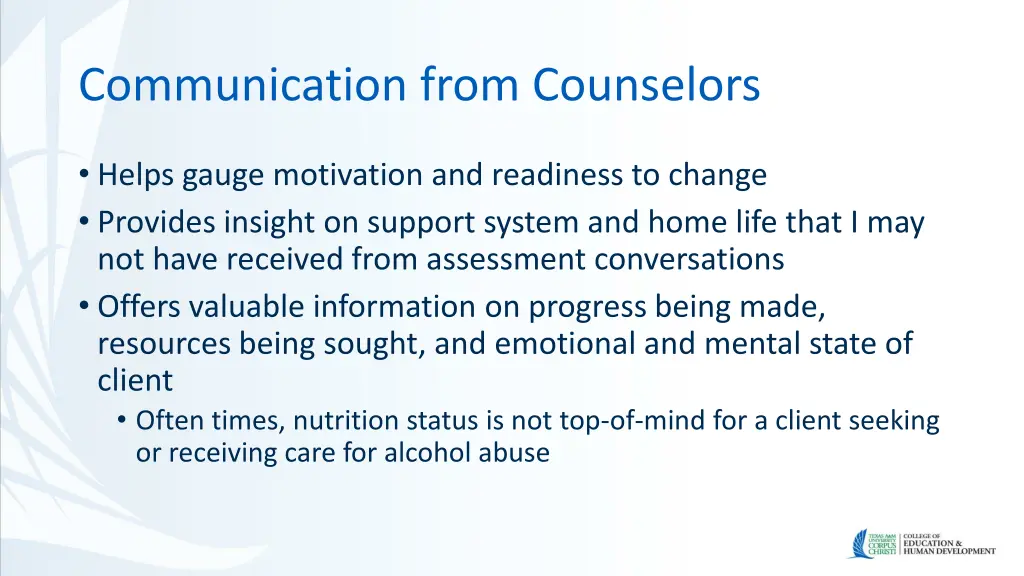 communication from counselors