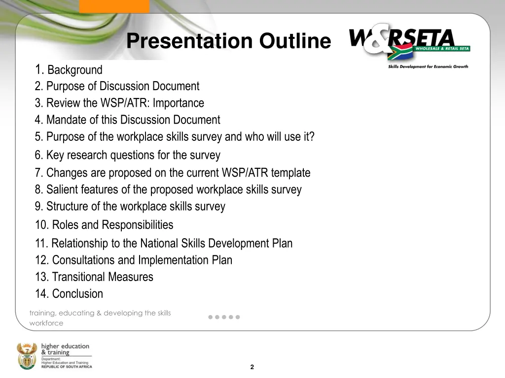 presentation outline