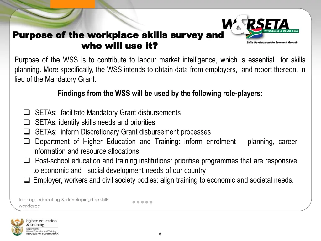 purpose of the workplace skills survey