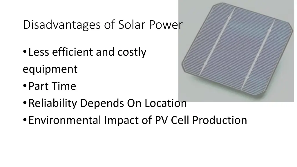 disadvantages of solar power