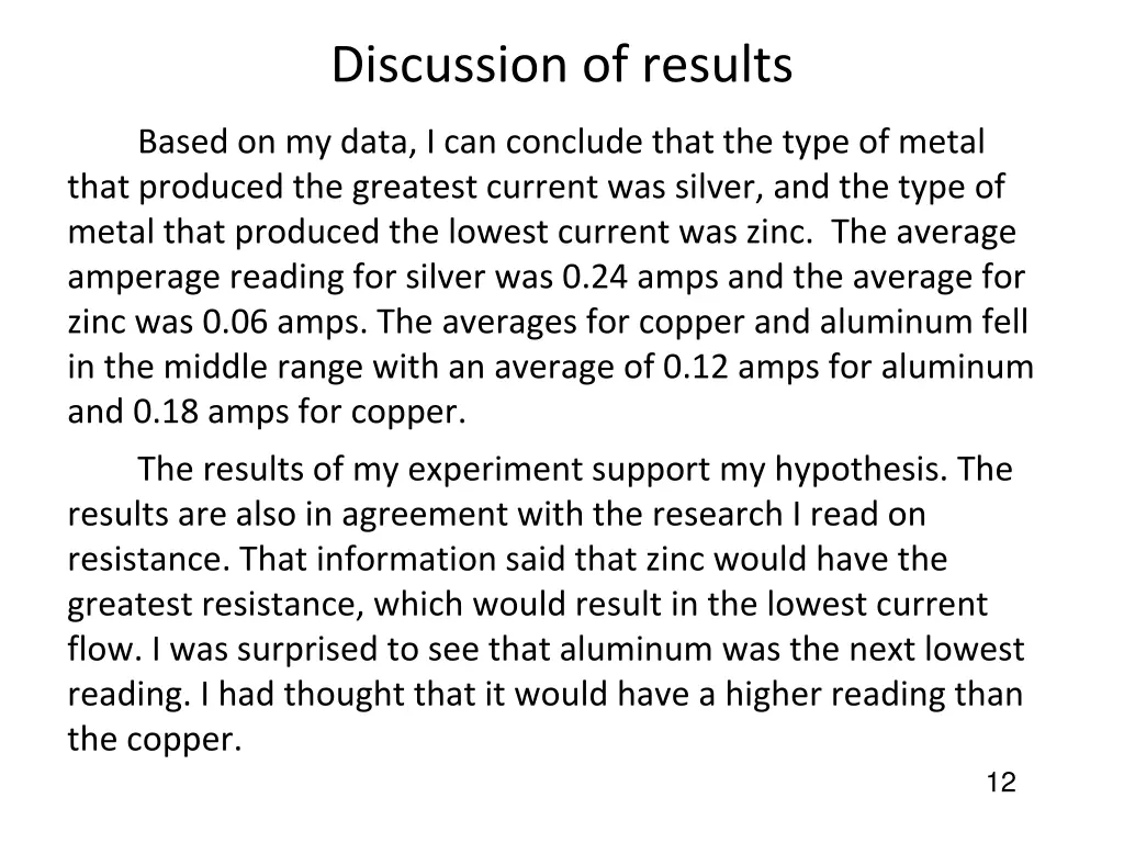 discussion of results