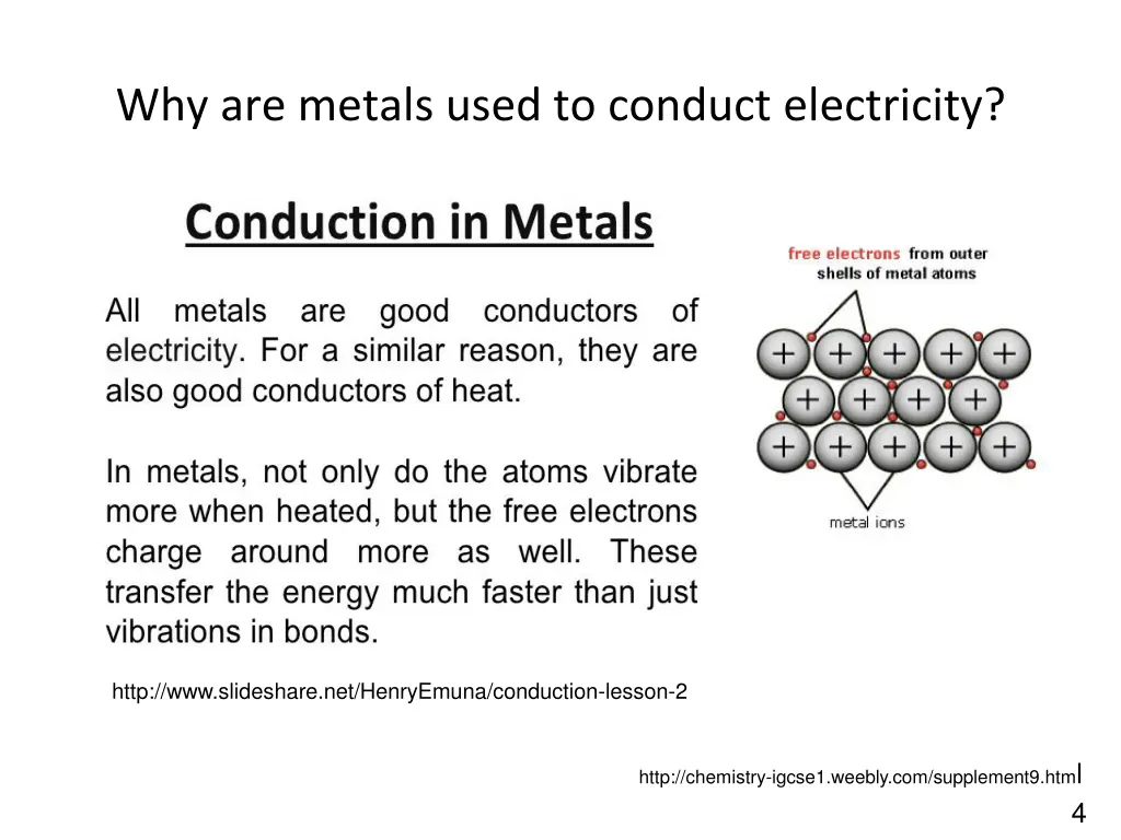 why are metals used to conduct electricity