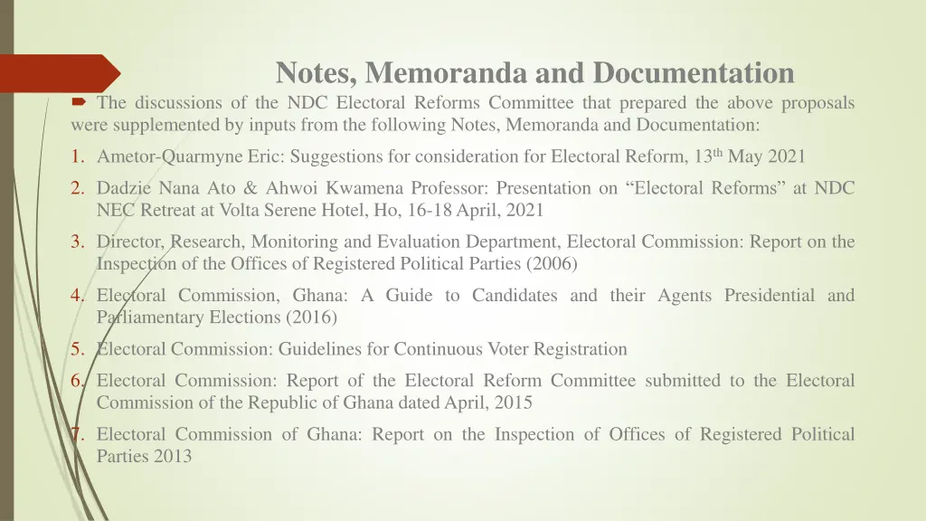 notes memoranda and documentation the discussions