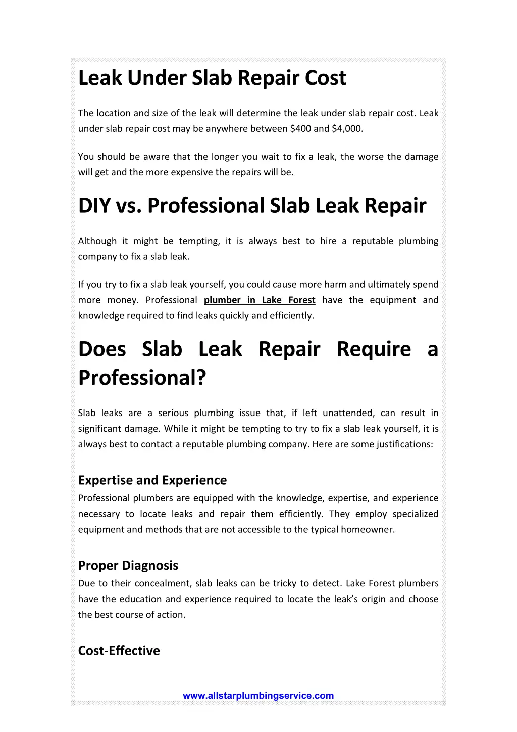 leak under slab repair cost