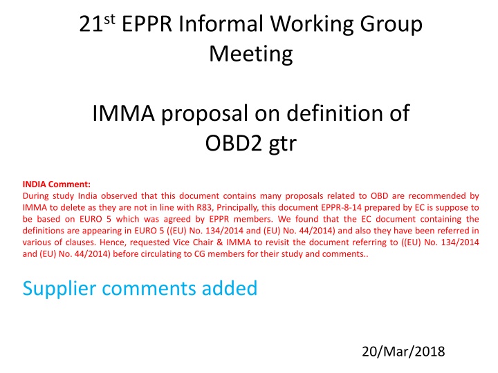 21 st eppr informal working group meeting