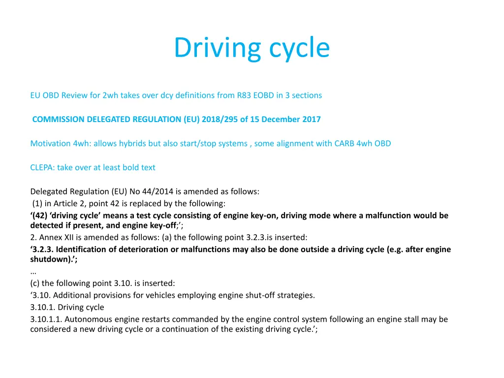 driving cycle