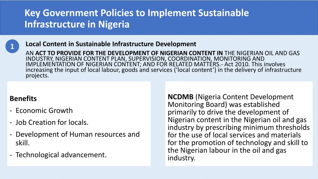 key government policies to implement sustainable 1