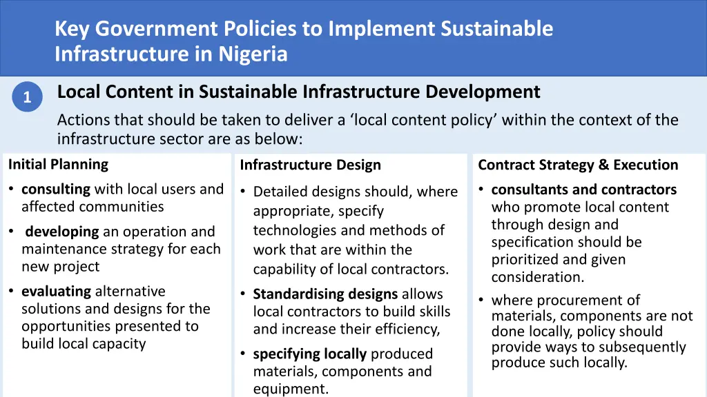 key government policies to implement sustainable 2