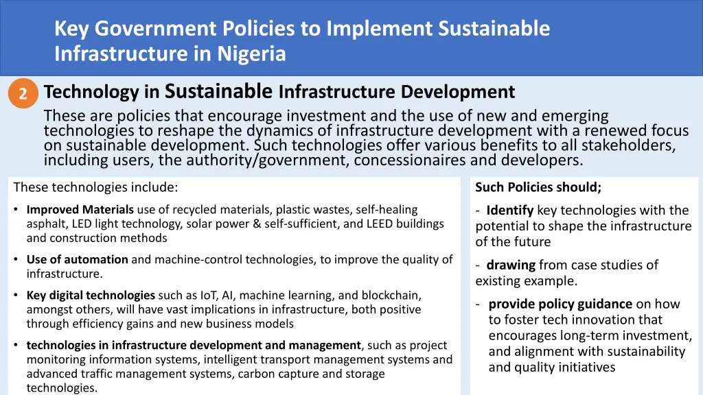 key government policies to implement sustainable 3