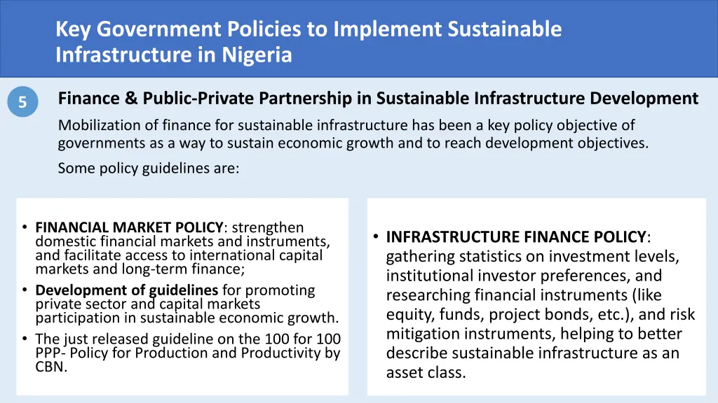 key government policies to implement sustainable 6