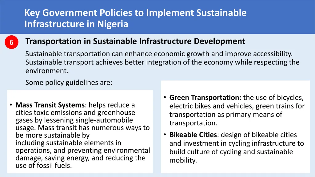 key government policies to implement sustainable 7