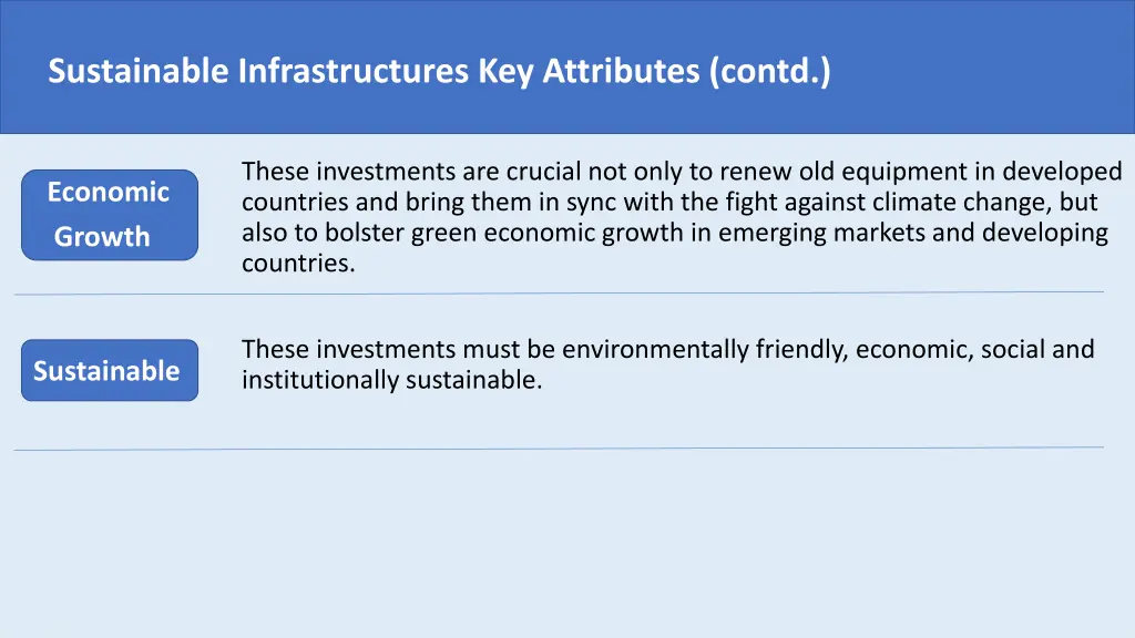 sustainable infrastructures key attributes contd