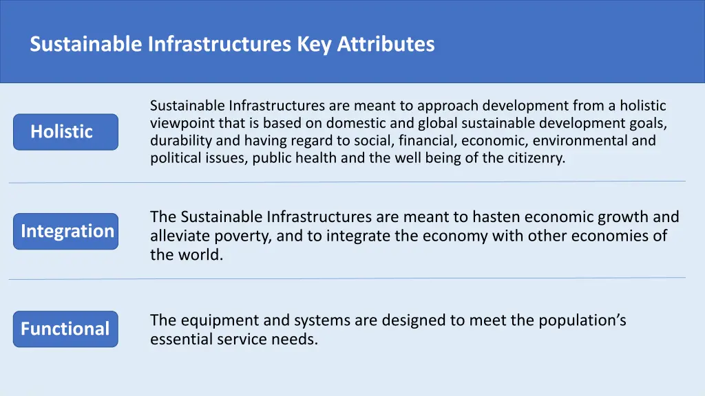 sustainable infrastructures key attributes