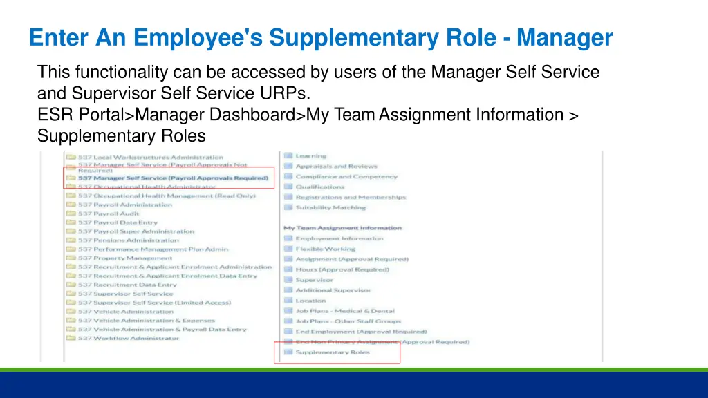 enter an employee s supplementary role manager