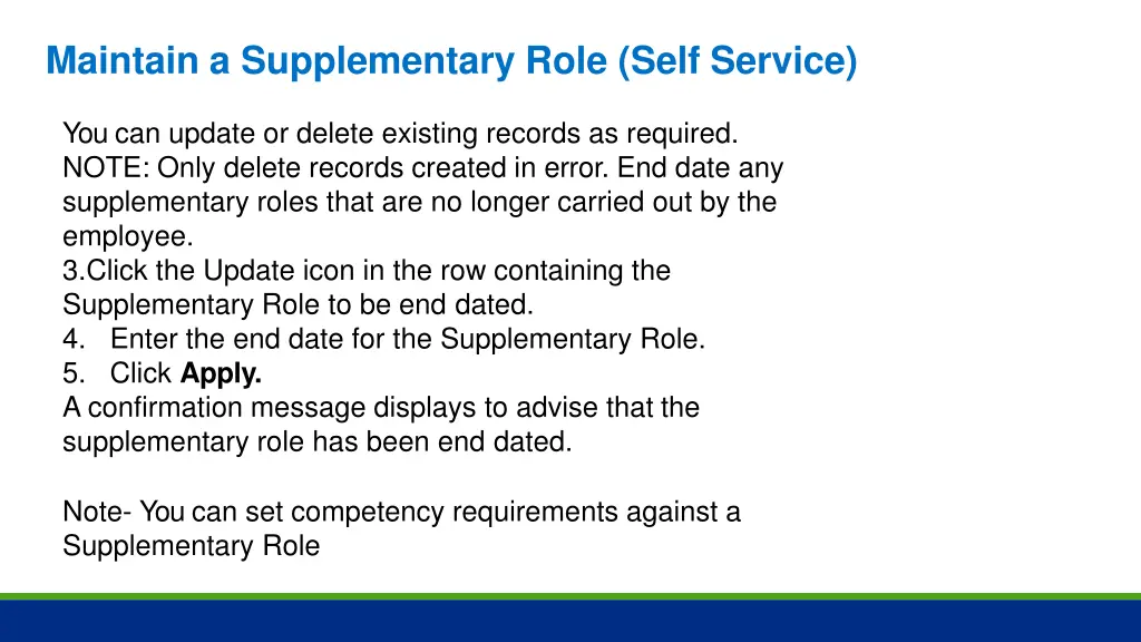 maintain a supplementary role self service 1