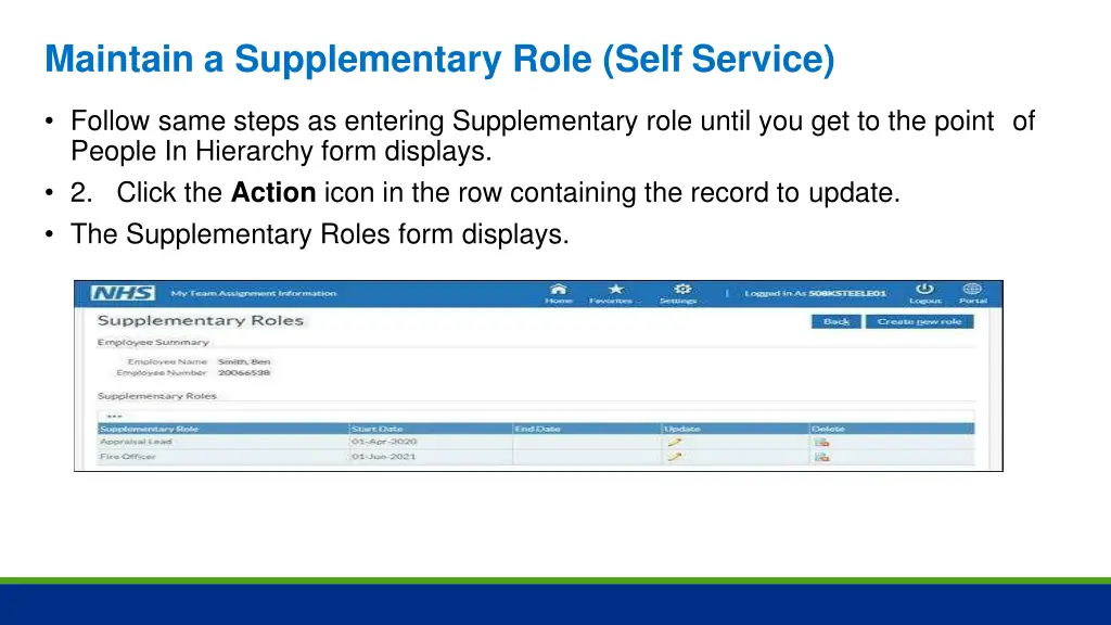 maintain a supplementary role self service