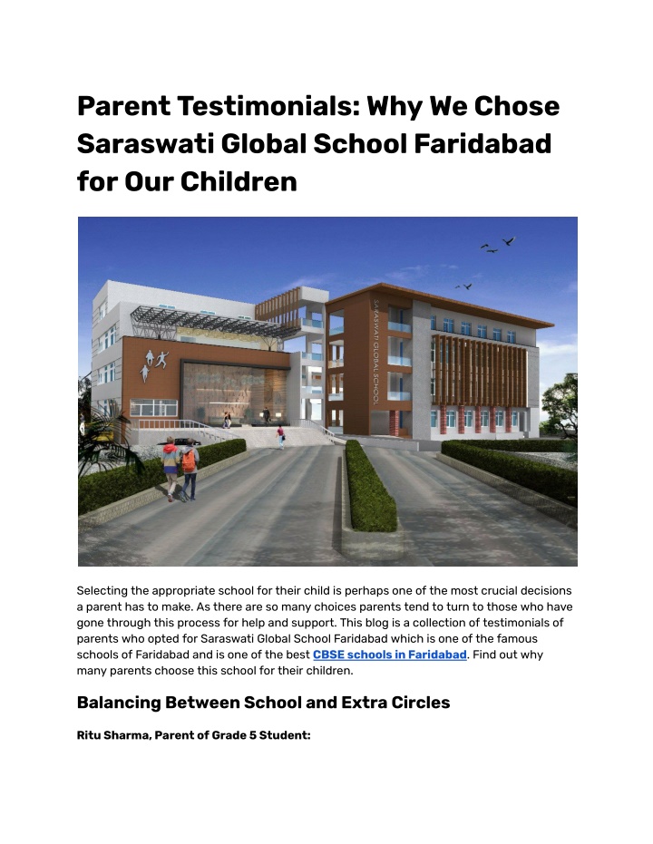 parent testimonials why we chose saraswati global