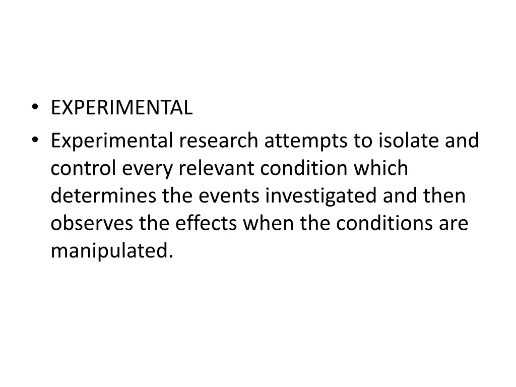 experimental experimental research attempts