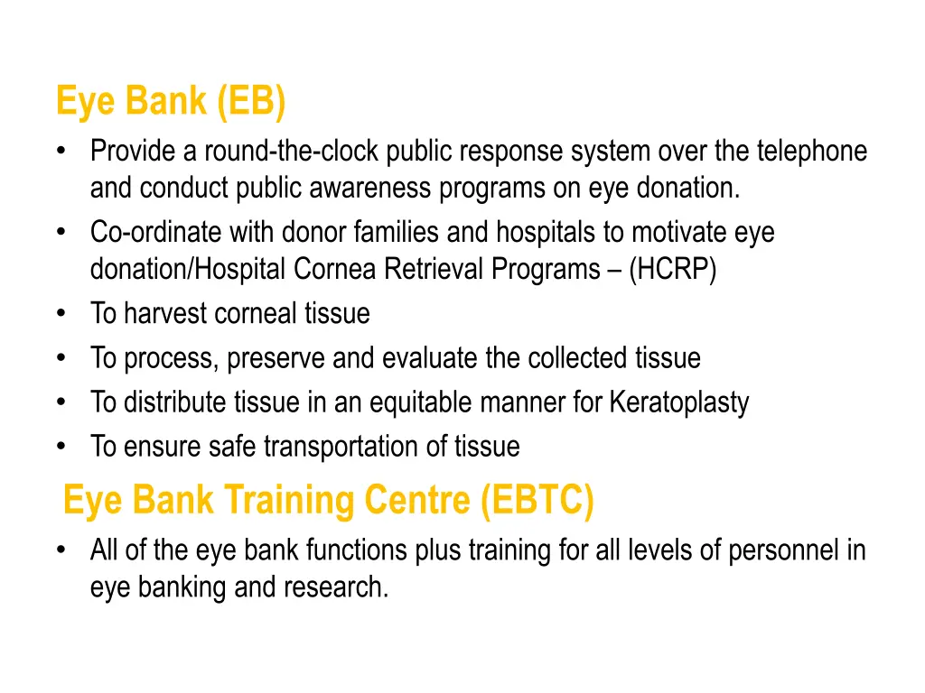 eye bank eb provide a round the clock public