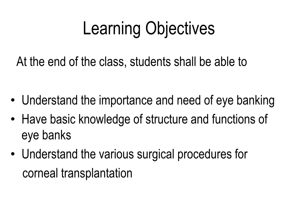 learning objectives