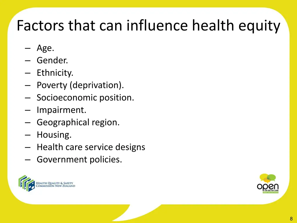 factors that can influence health equity