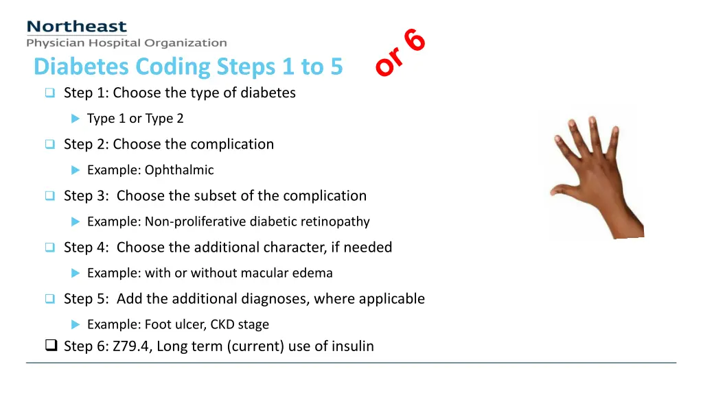 diabetes coding steps 1 to 5 step 1 choose