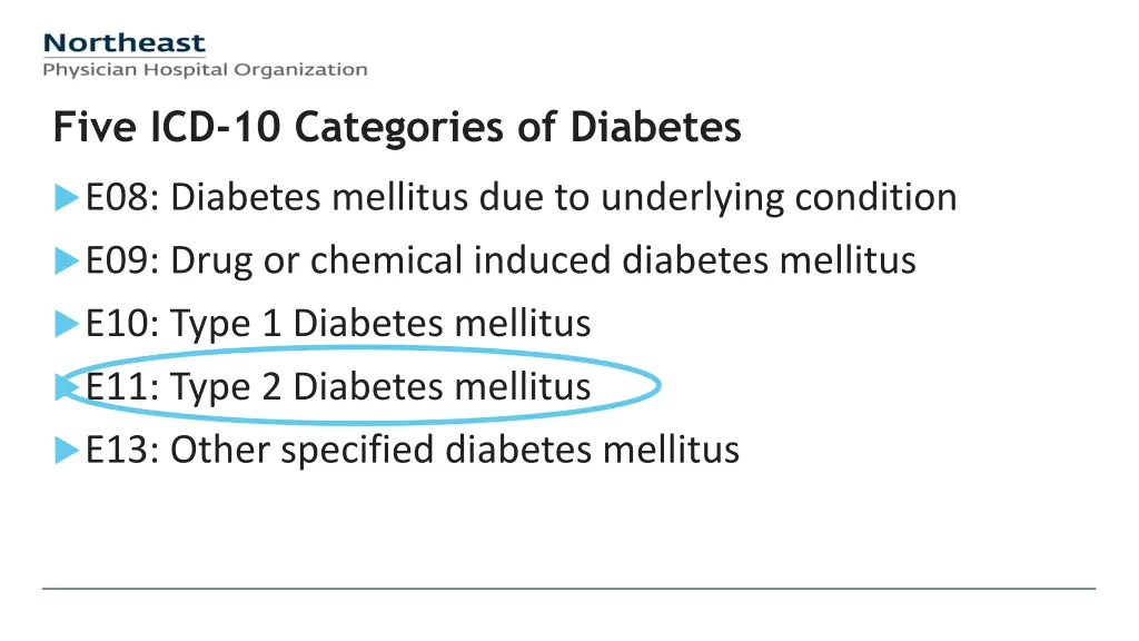 five icd 10 categories of diabetes