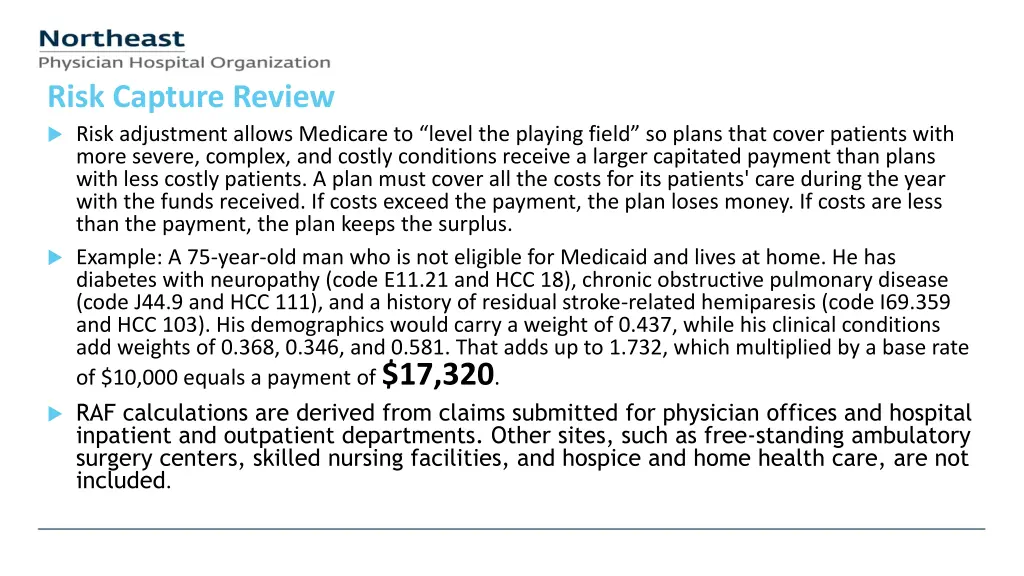 risk capture review risk adjustment allows