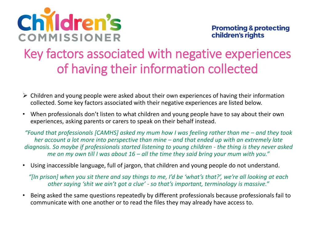 key factors associated with negative experiences