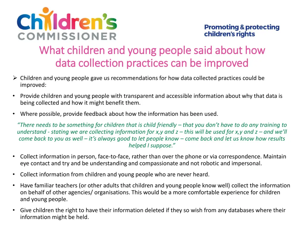 what children and young people said about 5