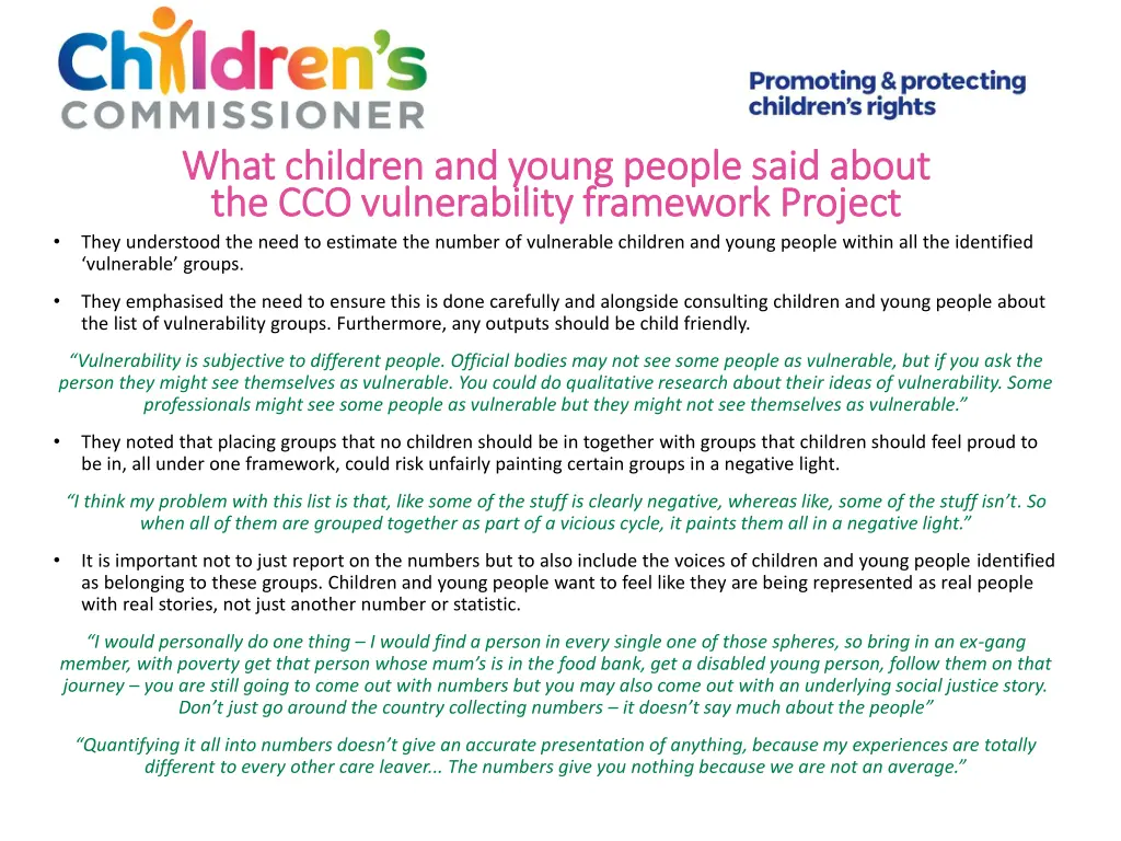 what children and young people said about what