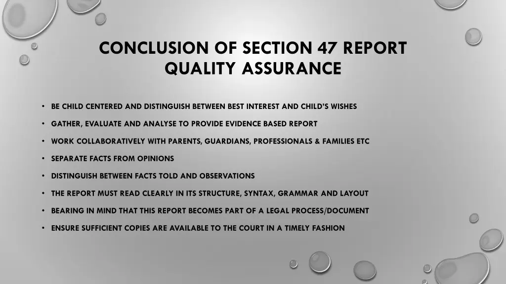 conclusion of section 47 report quality assurance