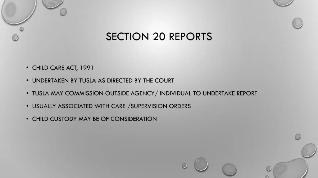 section 20 reports