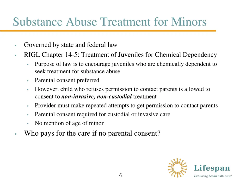 substance abuse treatment for minors