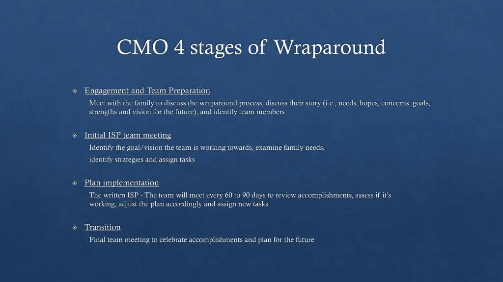 cmo 4 stages of wraparound