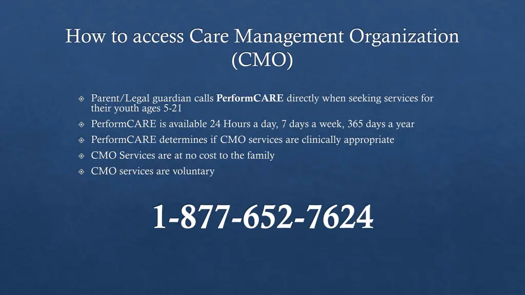 how to access care management organization cmo