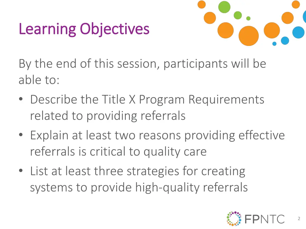 learning objectives learning objectives