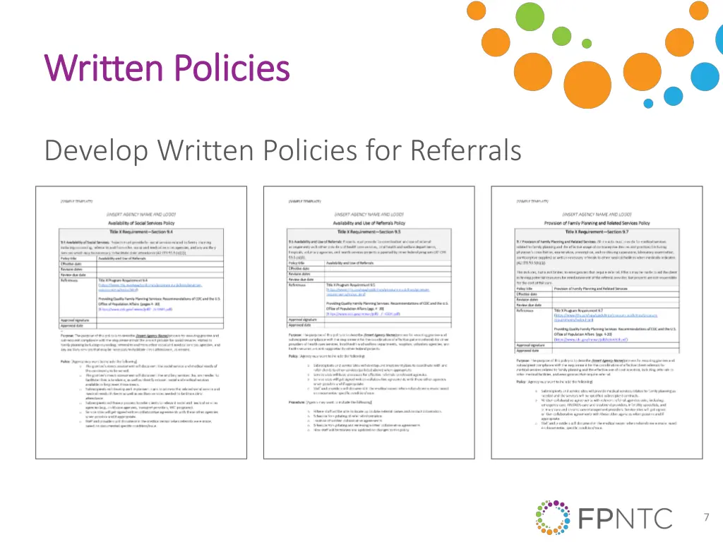 written policies written policies