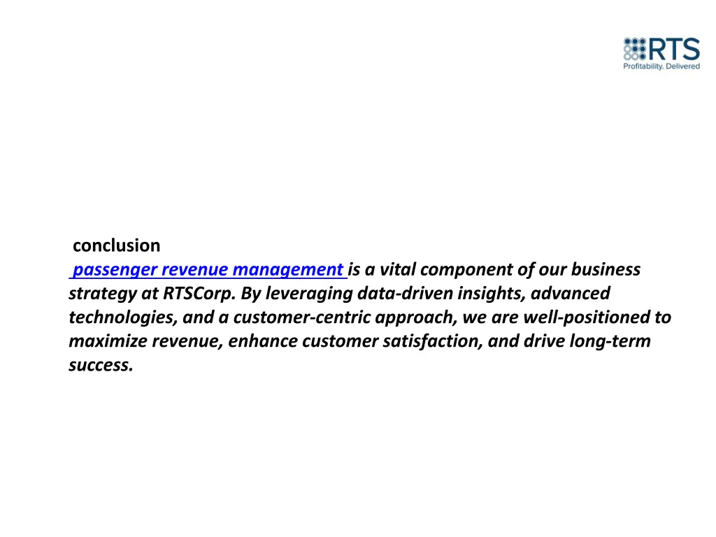 conclusion passenger revenue management