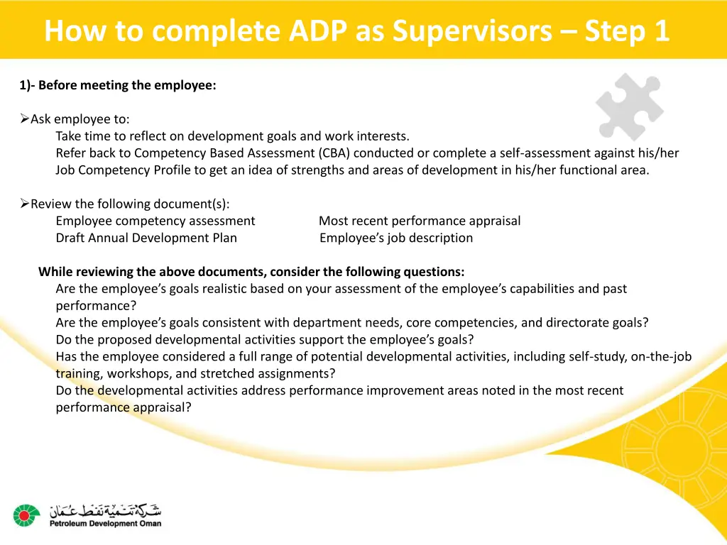 how to complete adp as supervisors step 1