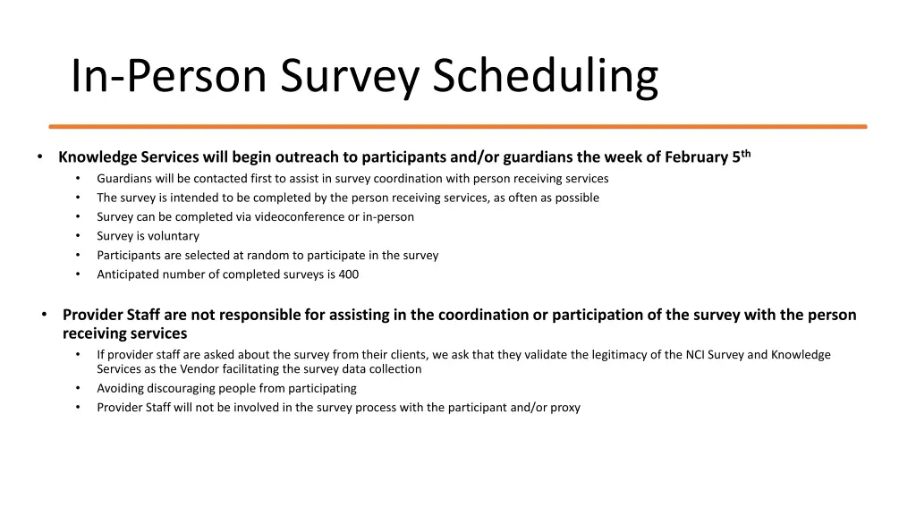 in person survey scheduling