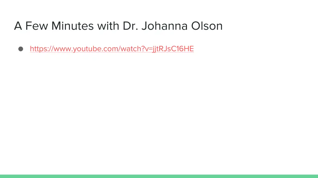 a few minutes with dr johanna olson