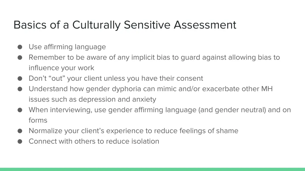 basics of a culturally sensitive assessment