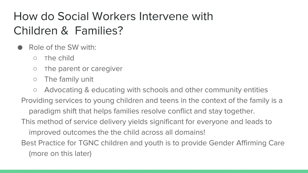 how do social workers intervene with children