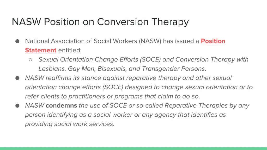 nasw position on conversion therapy